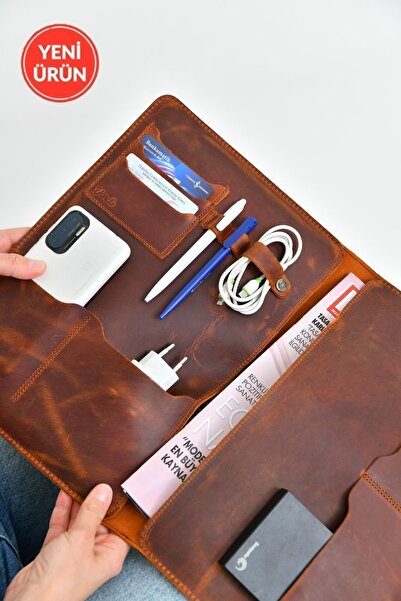 Vardo [ Kişiselleştirilebilir ] Ingrıd Hakiki Crazy Deri 34x24,5 Cm Macbook A...