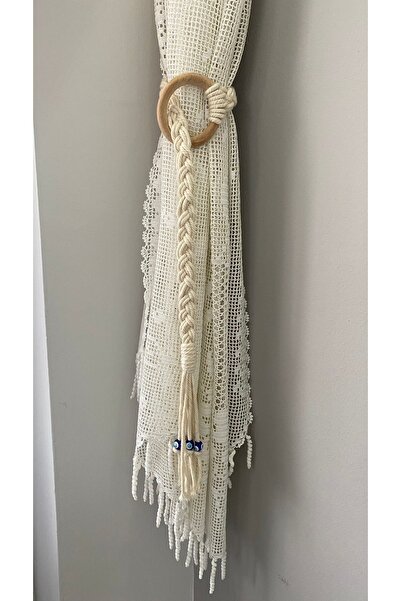 Tevatir Perde Tutacağı Makrome Perde tutacağı, Perde Aksesuarı Perde Süsü Halka ve Nazar Boncuklu 2 Adet