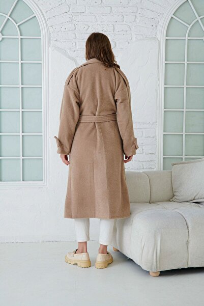 WOMAN VISION Midi norkový kabát s dvojitým límcem - dlouhý rukáv, mimo rameno, podšívka 9002