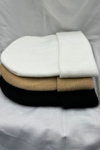 KISCHE 3 Pieces Unisex Men's Women's Flexible Comfortable Winter Windproof Black, White, Brown Beanie