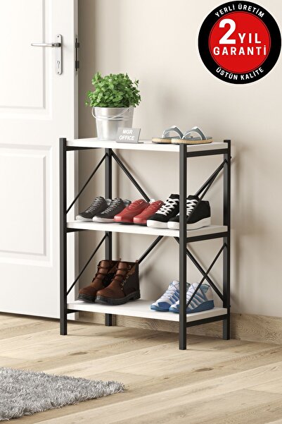Mgr Office 3 Raflı Ayakkabılık Metal Çok Amaçlı Raf Dekoratif Raf Kitaplık