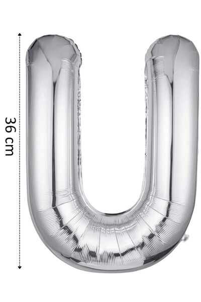 CANSIN Foil Balloon Letter U Helium Balloon 36 cm Silver Color - Letter U Balloon