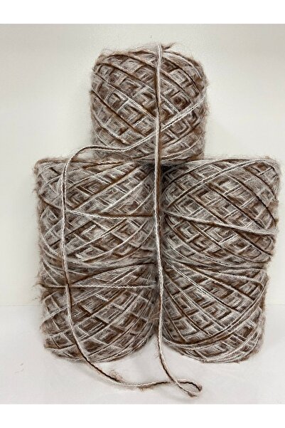 göçer Πλεκτό νήμα Moher ακρυλικό σε κρεμ και καφέ χρώμα, οπτικό δίχτυ 495 γρ.