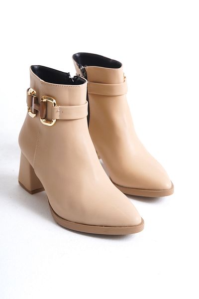 Buem Cizme de damă confortabile zilnice cu toc cu fermoar natural - cu accesorii