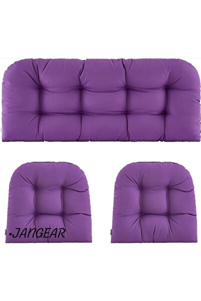 JANGEAR balkon rattan lüx pofidik rattan lotus takım minderi teras minder 3 parça 120×50cm  50×50cm 50×50cm
