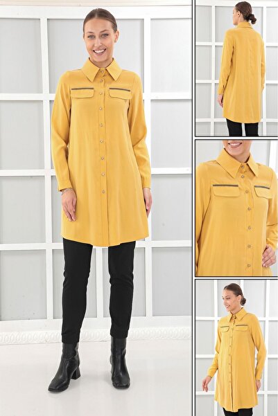 Wazze Süs Cep Detaylı Düğmeli Tunik