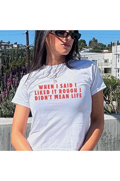 MEAGİYİM Y2K - Tricou pentru bebeluși cu imprimeu „When I Said I Like It Rough”.