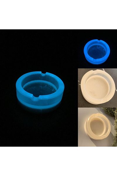 MISS GOLDEN White Neon Colored Highlighter Ashtray Hand - Pearlescent Round Blue Epoxy Gift