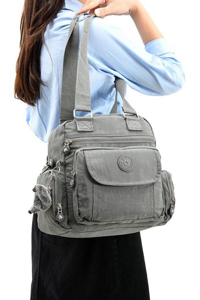 Baginn Geantă de umăr rezistentă la ploaie cu curea lungă încrucișată de 30*25 cm - țesătură clinker cu buzunare multiple