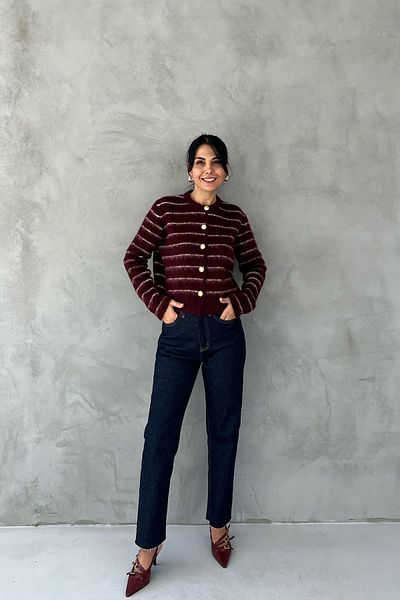 Seda Yalçın Atelier Navy Blue Stitching Detailed Cut-Cut Jeans