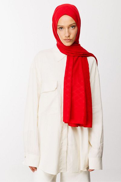 Mooncorn Κόκκινο σάλι Jacquard Bamboo