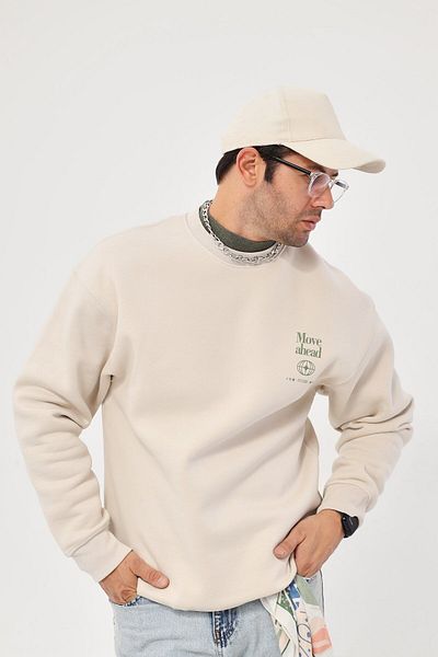 The Champ Clothing Φούτερ με φούτερ με κουκούλα με κουκούλα σε μπεζ τυπωμένο κείμενο Fleece Move Ahead