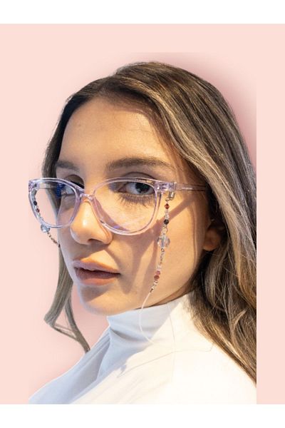 Dİ CORDE AKSESUAR White Brown Pearl - Bead Detailed Glasses Accessory