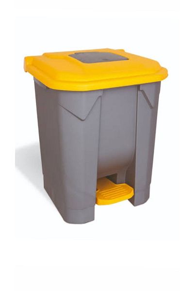 FİGANLAR 50 Lt Metallized Gray Yellow Lid Pedal Garden Trash Can