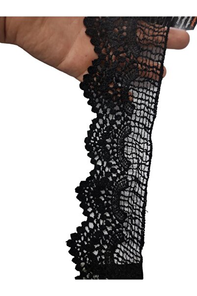 DUAYEN Güpür dantel siyah testere kenar desen bir metre