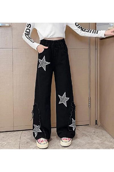 alhemengelir High Waist Starry Vintage Denim Baggy Pants - Y2K
