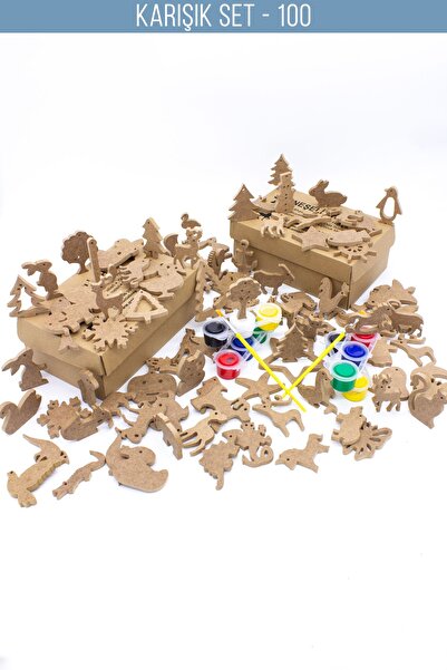 na neşeli ahşap 100 adet ahşap hayvan  ağaç figürü  yılbaşı süsleri deniz ürü...