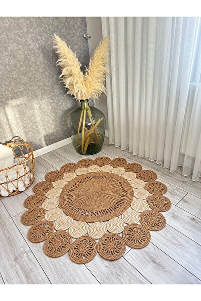 ERSU AHAT HOME DESİGN EA Natura El Dokuma Jüt Bohem Tarz Otantik Salon Oturma...