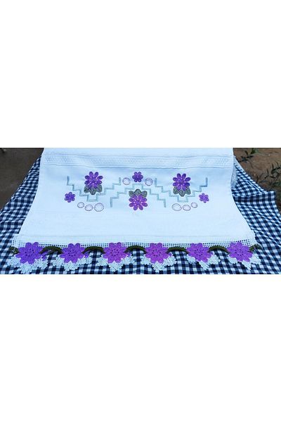 Peacock Laced, Embroidered, High Quality Hand Towel Suitable for Dowry