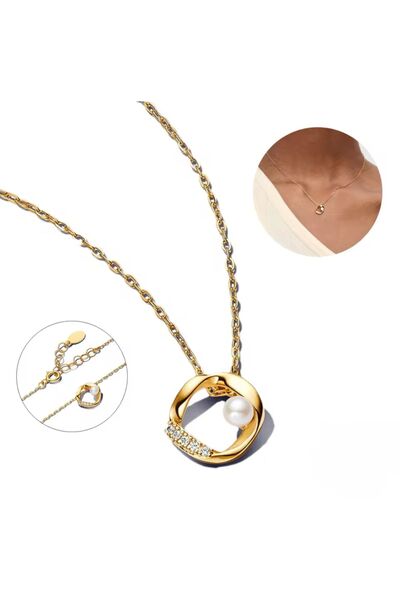 POSEİDONS JEWELLERY Gold Renk Gümüş Doğal Şekilli Pavé Yuvarlak ve İşlenmiş T...