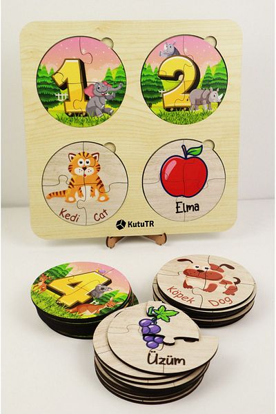 kutuTR My 30 Different Animals and Fruits Puzzle - Set with Cute Figures