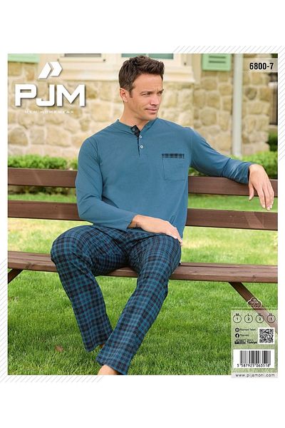 Pijaman Pijamoni Men's Long Sleeve Button Cotton Pajama Suit