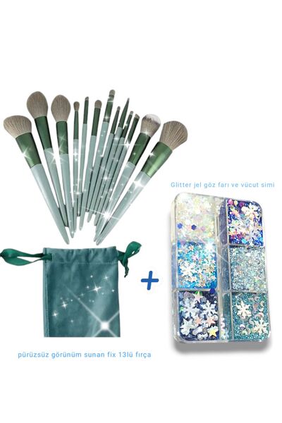 Serashine 13 bucăți Fix Brush Frozen Glitter Gel Fard cu sclipici pentru față...