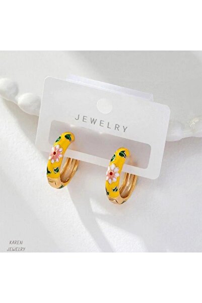 Karen Jewelry Çelik Trend Mineli Çiçekli Küpe