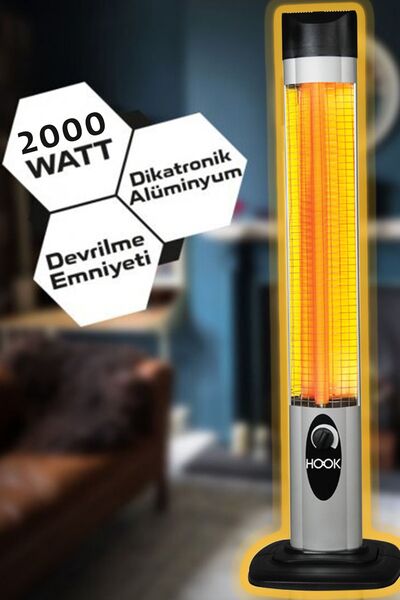 HOOK Dik Isıtıcı Elektrikli Kule Tipi Tasarruflu Soba Devrilme Emniyetli 2000w