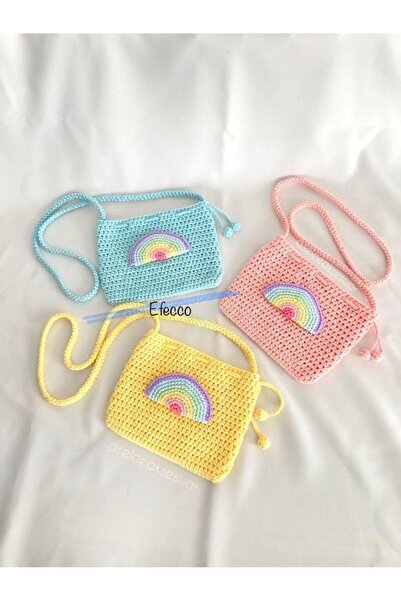 afralya home Kız Bebek/Çocuk Dekoratif Örgü Çanta /gökkuşağı çanta