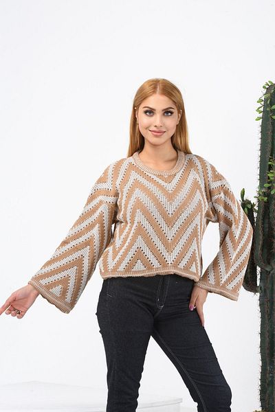 Lady MORE Дамски пуловер с зигзагообразен шарка