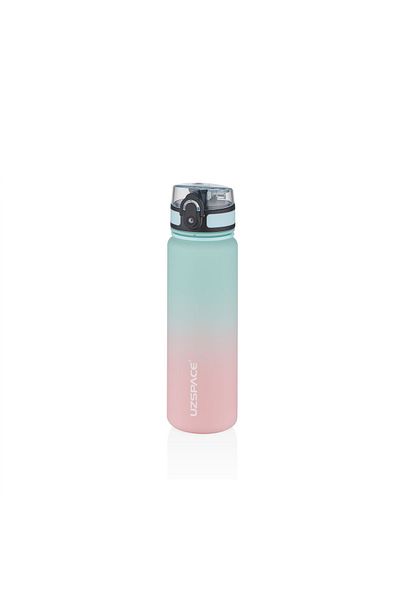 Uzspace 500ml Mint-Pink Double Color Motivational Water Bottle Softtouch Ff Collection Tritan Water Bottle