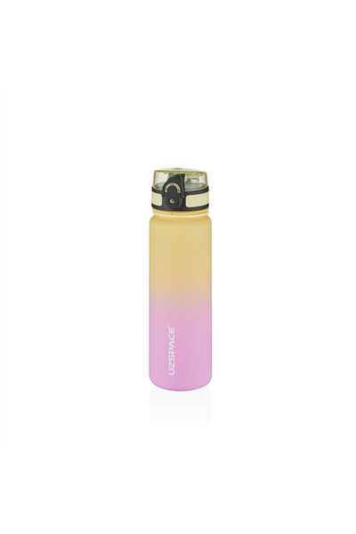 Uzspace 500ml Yellow-Pink Double Color Motivational Water Bottle Softtouch Ff Collection Tritan Water Bottle