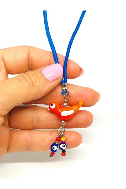 Azrua Amuleta pentru masina pasăre portocalie, accesoriu din sticlă, ornament pentru mașină