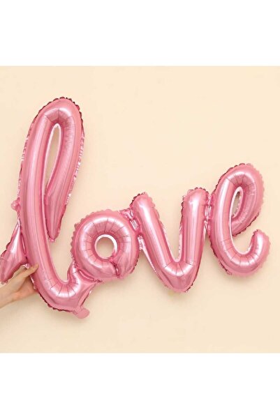 PARTİ AŞKI Pembe Renk Love Yazılı Folyo Balon 65*108 Cm & Sevgililer Günü& Ev...
