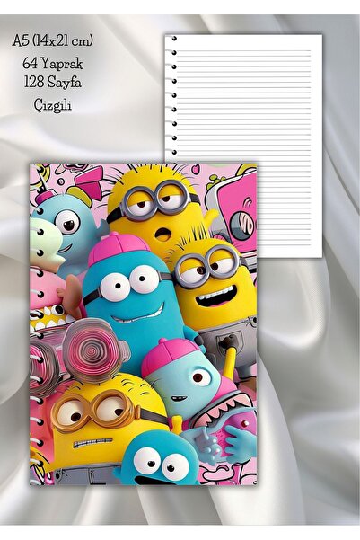 daily notebook دفتر مدرسي مخطط من مينيونز، 64 ورقة، مقاس A5 (15×21 سم)