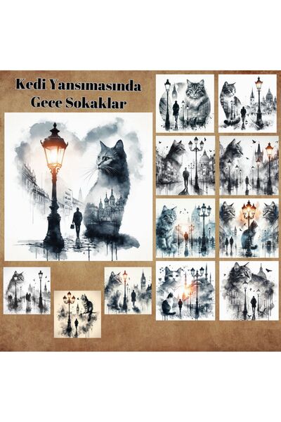 Pink Swan Craft Vintage mačka Refleksija Ulična Naljepnica - 12 Komada Spomen...