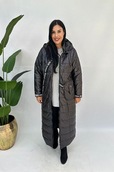 GÖKSEL Plus Size Maxi Pink Coat