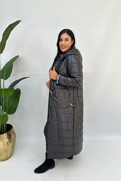 GÖKSEL Plus Size Maxi Pink Coat