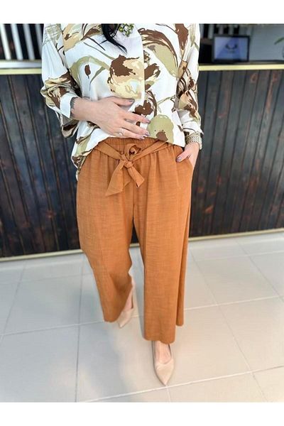 GÖKSEL Linen Plus Size Trousers