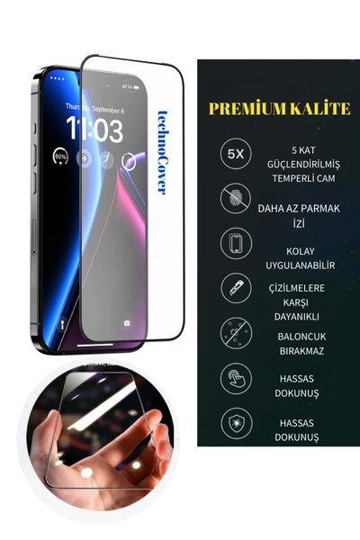 İphone 15 Pro Max Ekran Koruyucu Tam Kaplayan 6D Kırılmaz Cam
