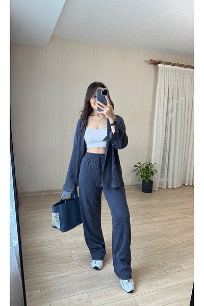 Club Floral Fashıon Daily Shirt & Pant Set - Charted Spring Fabric