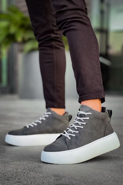 Generic Brand Men's High Sole Boots - Anthracite Lace up Elegance