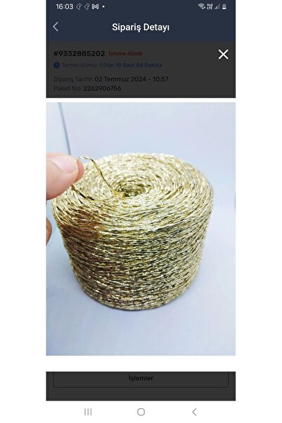 Handmade Gold metalik ip 30 gram elde sarılmış hazir canta ipi