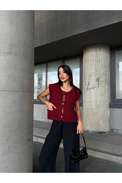 Bella Breeze Women's Knitted Model Buttoned Knitwear Sweater