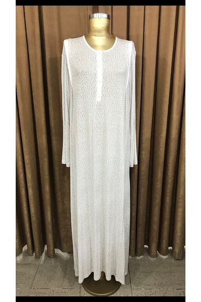 Pelin Pijama Pelin Women's Nightgown Uzunkol-2158- Ecru Floral