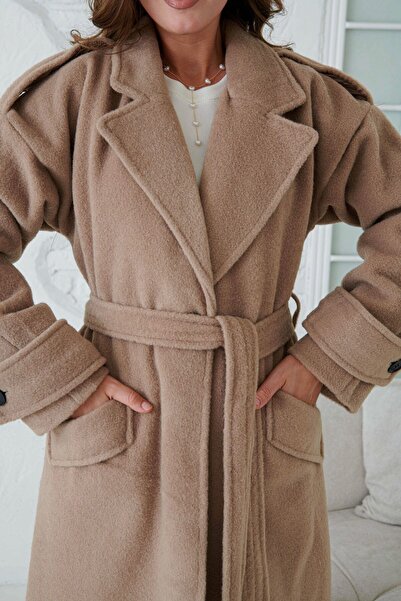 WOMAN VISION Midi norkový kabát s dvojitým límcem - dlouhý rukáv, mimo rameno, podšívka 9002