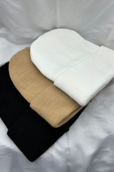 KISCHE 3 Pieces Unisex Men's Women's Flexible Comfortable Winter Windproof Black, White, Brown Beanie