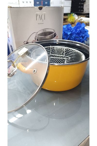 Paçi Enamel Frying Pot - with Glass Lid