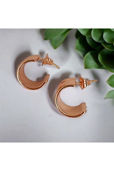 Marlenka Rose Patterned Steel Curved Earrings